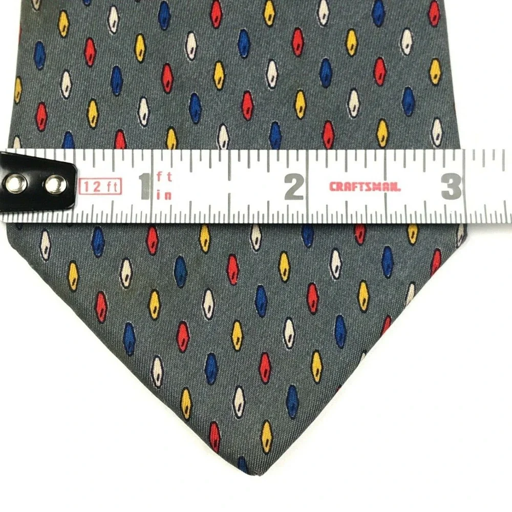 Lanvin Tie Gray Red Yellow Blue White Mens Pure Silk Office Business Necktie